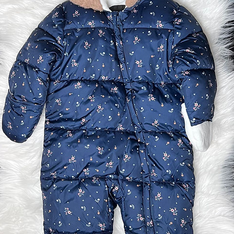 George Puffy snowsuit with flip over mitts and full booties ~ 6-12m
