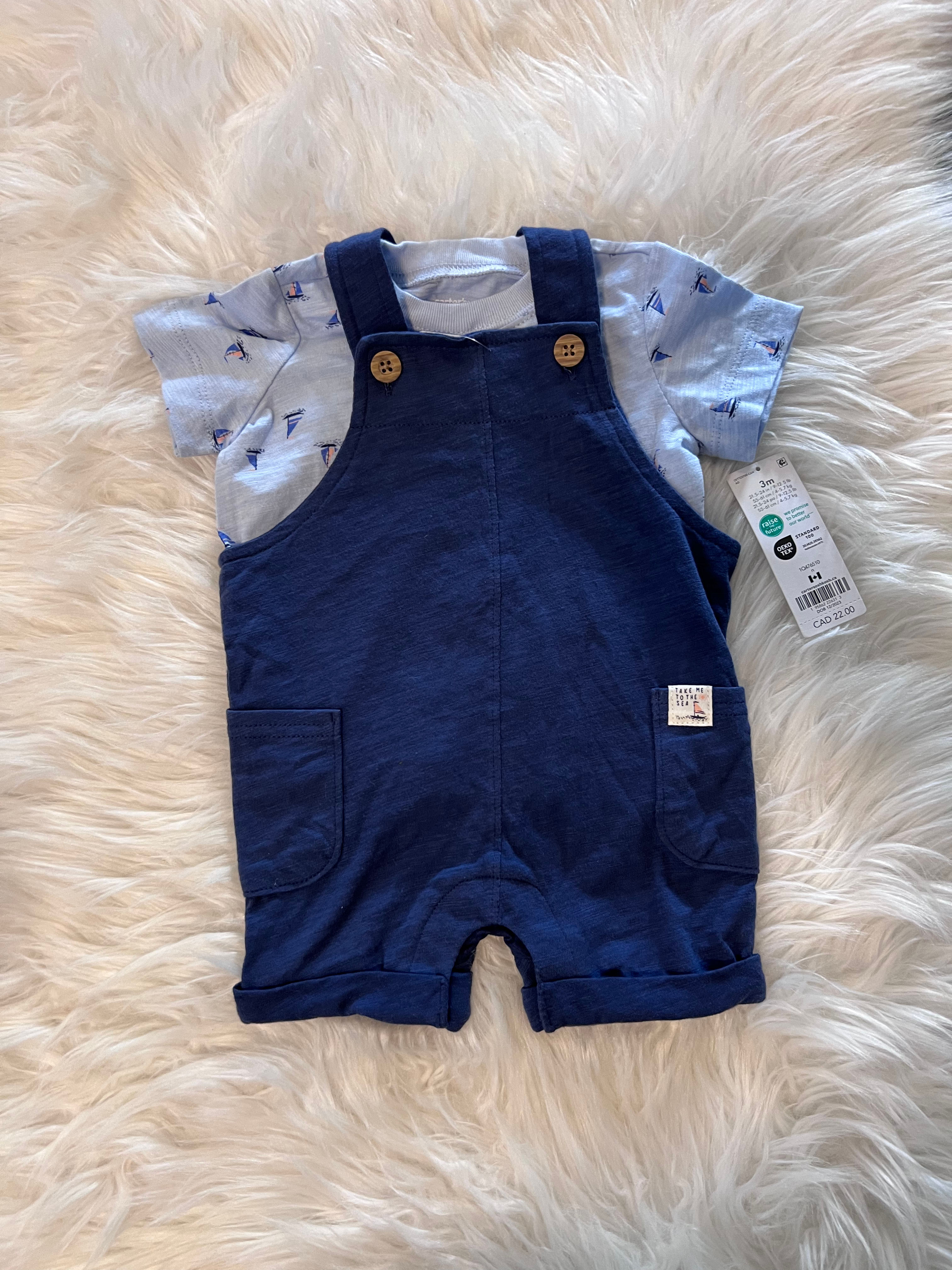 Carter's 2 Piece Shorts Romper and Tee Set, New with Tags ~ 3m