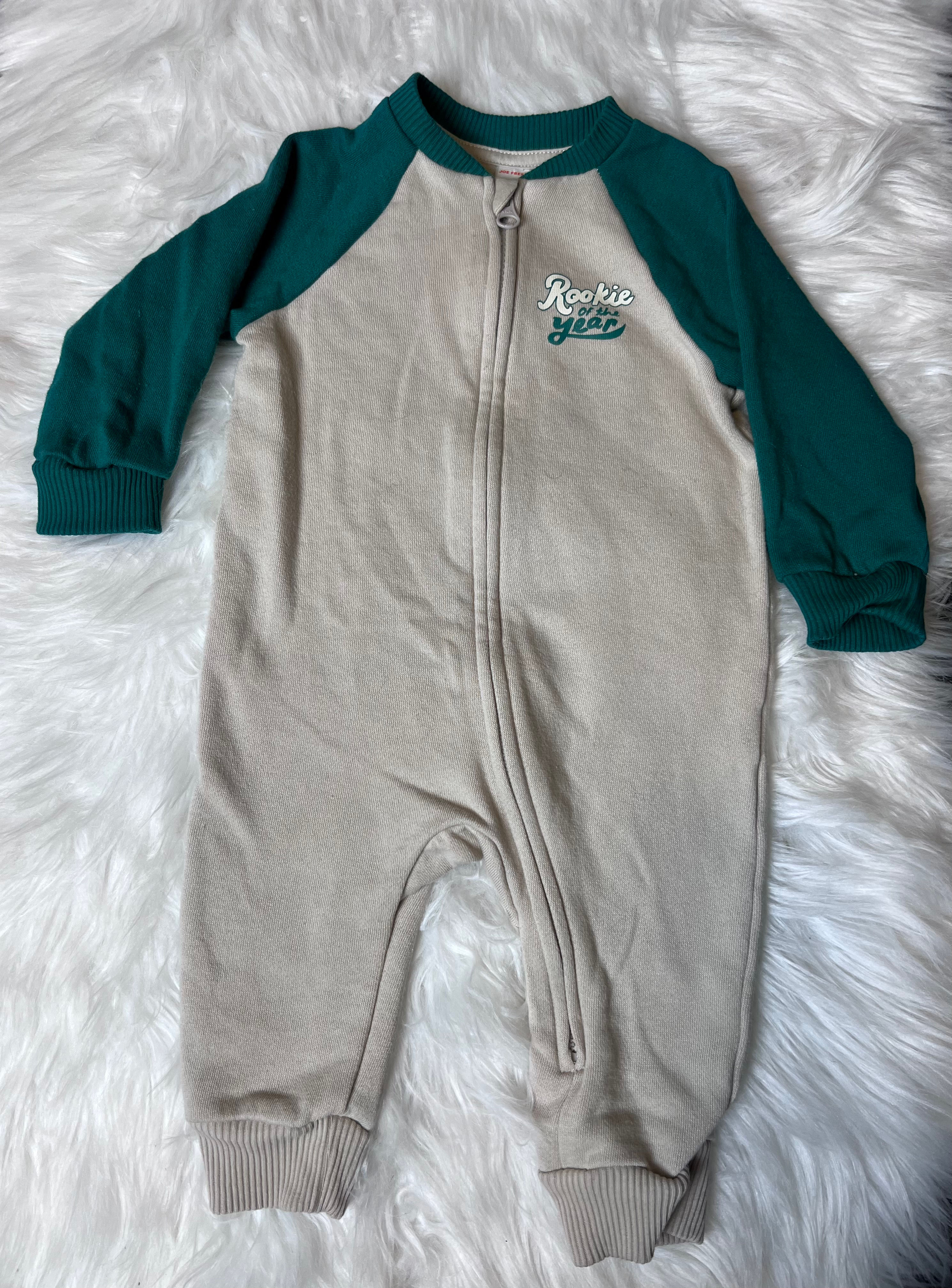 Joe Fresh One-Piece Jogging Suit with full front Zip 'Rookie of the Year' ~6-12m