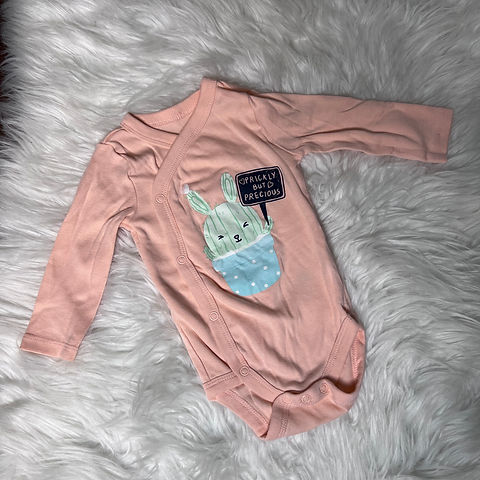 Joe Fresh Bunny Cactus "Prickly but Precious" Long sleeve bodysuit ~ 3-6m