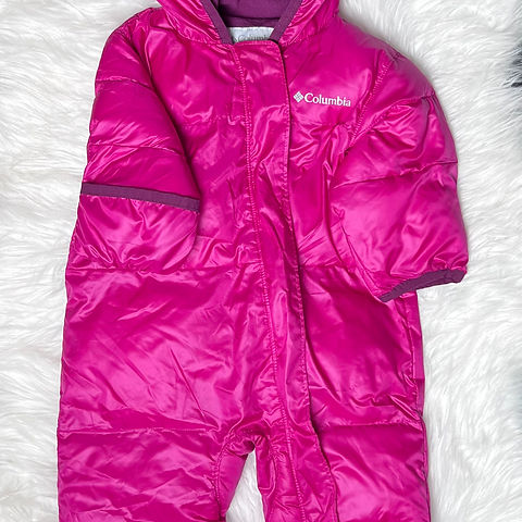 Columbia fleece lined puffer weather suit with flipper hands and feet ~ 3-6m