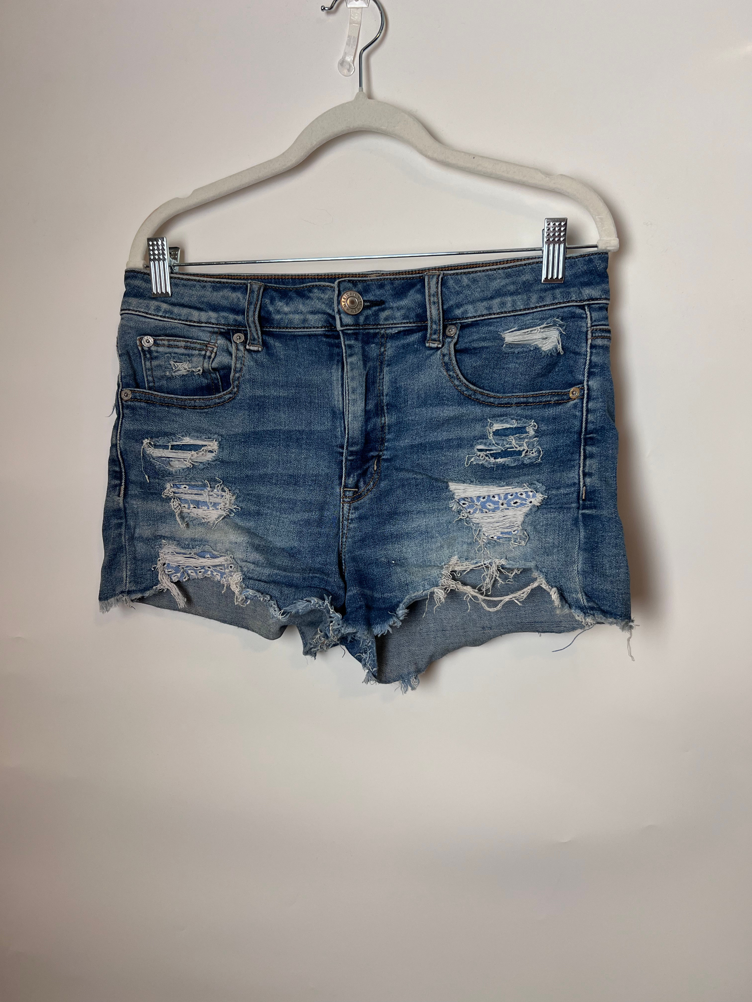 American Eagle Hi-Rise Shortie Shorts, Distressed, Cut-off Style ~ 6