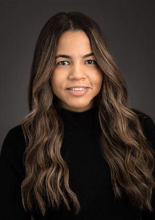 studio headshot sample young woman with dark hair
