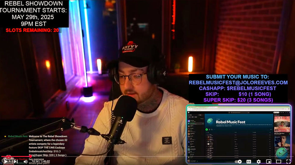 Jolo Reeves LIVE on The Rebel Music Review show.