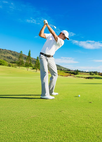 golfer swinging a club on the green after a sports performance assessment in lakeville mn.