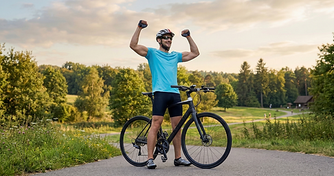 Nutrition Counseling lakeville-mn-wellness-center-lifestyle-01.png lifestyle man celebrating an athletic bike ride outdoors, feeling great after treatments at wellness center in lakeville mn. this wellness center in lakeville mn supports active lifestyles with recovery services and programs for peak physical performance.