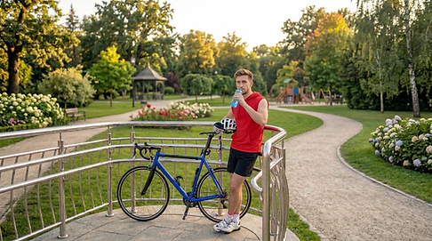 cyclist taking a break in a lakeville mn park after using wellness center care lakeville mn.