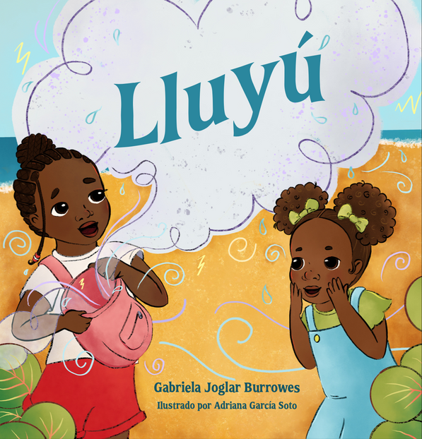 Book cover for Lluyú. Two girls one of them has a backpack.