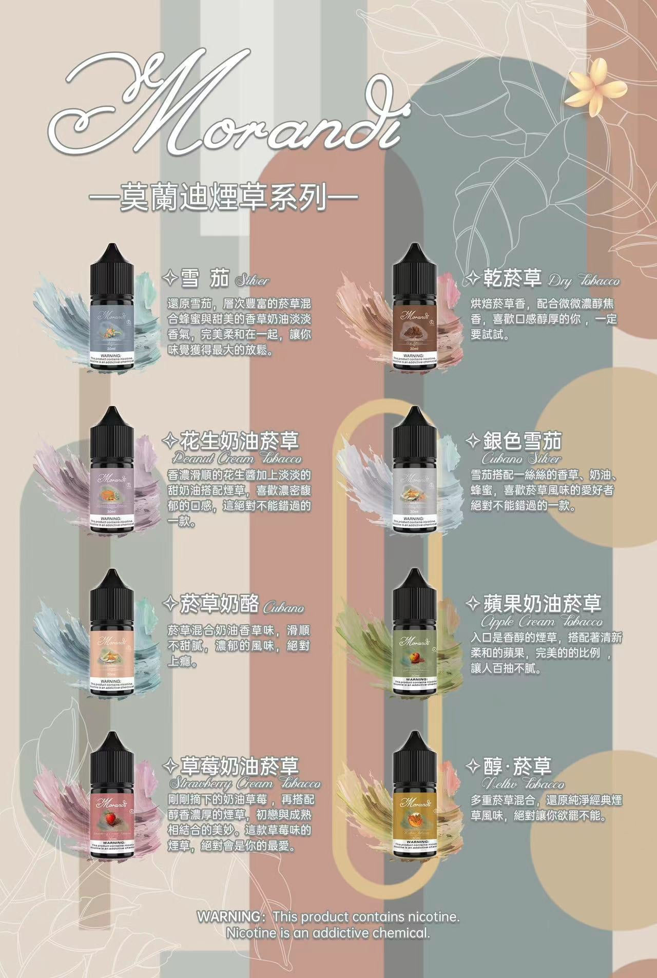 莫蘭迪Morandi Tobacco煙油-煙草系列煙油-30ML純煙草口味小煙油-VAPEORBIT蒸汽幻境