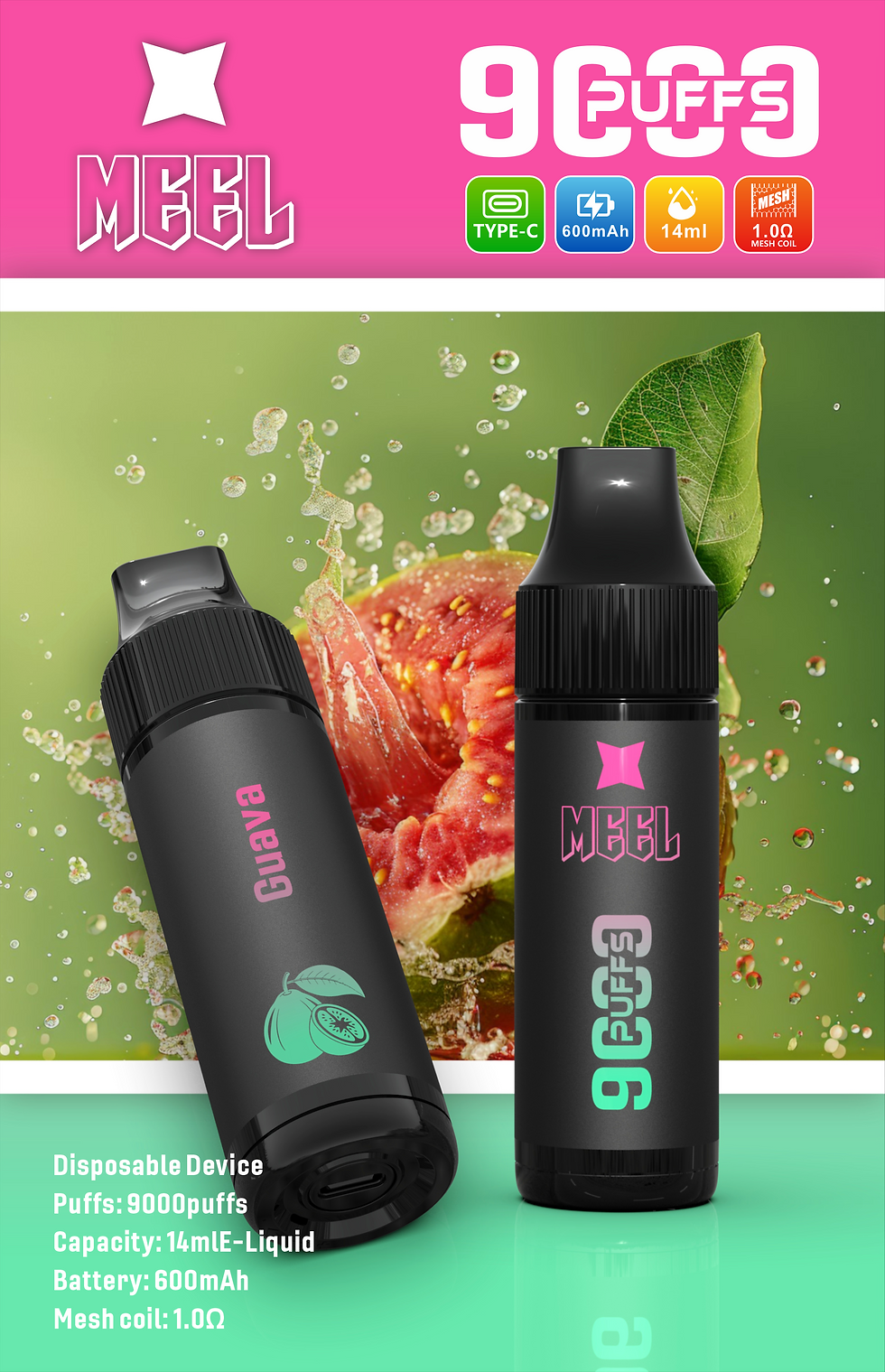 縮圖：【Meel 9000口拋棄式】一次性Puffs 9000口大容量電子煙-台灣現貨