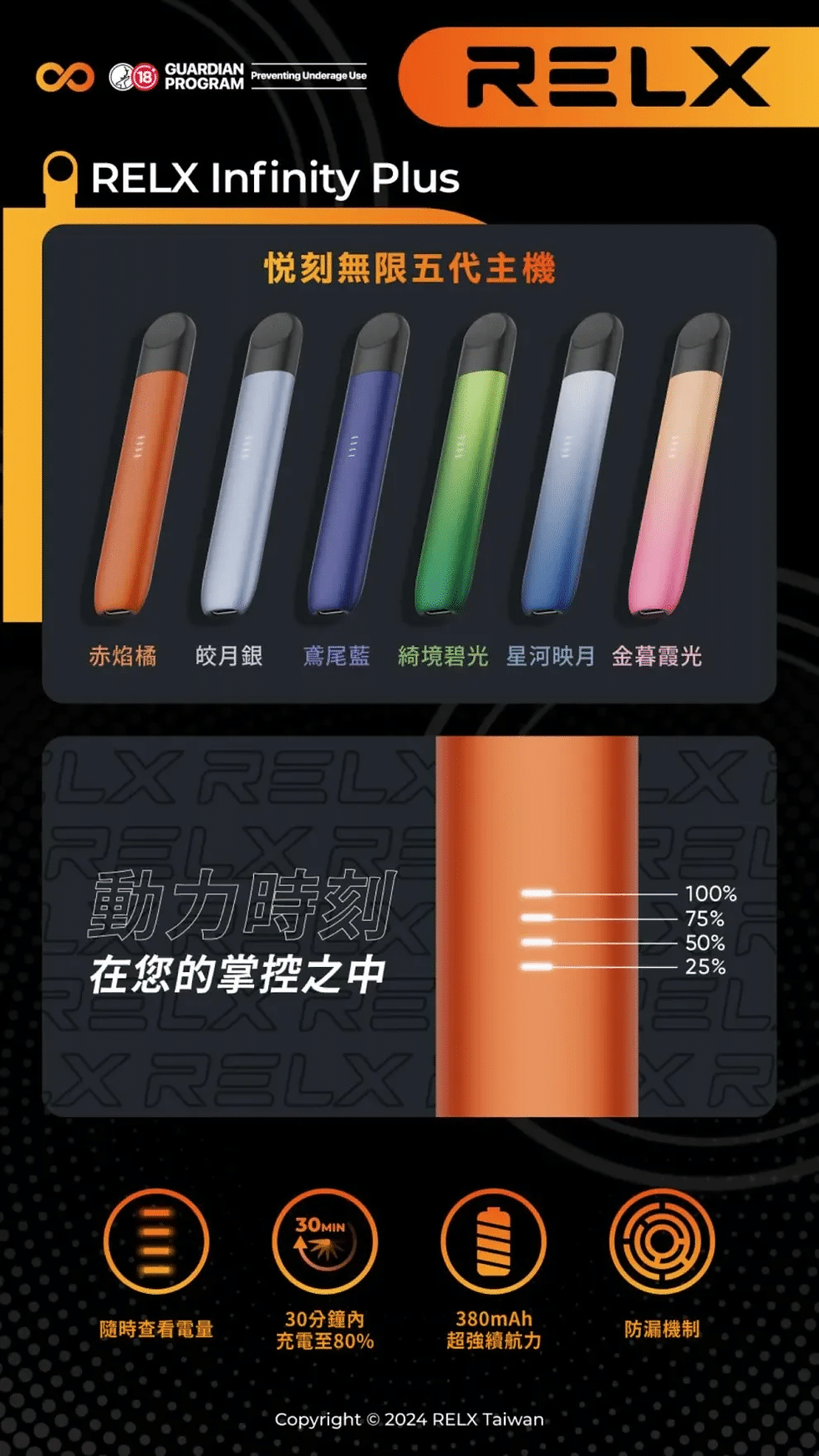 縮圖：悅刻Relx 5幻影霧化電子煙桿 潮汐電量顯示-VAPEORBIT蒸汽幻境
