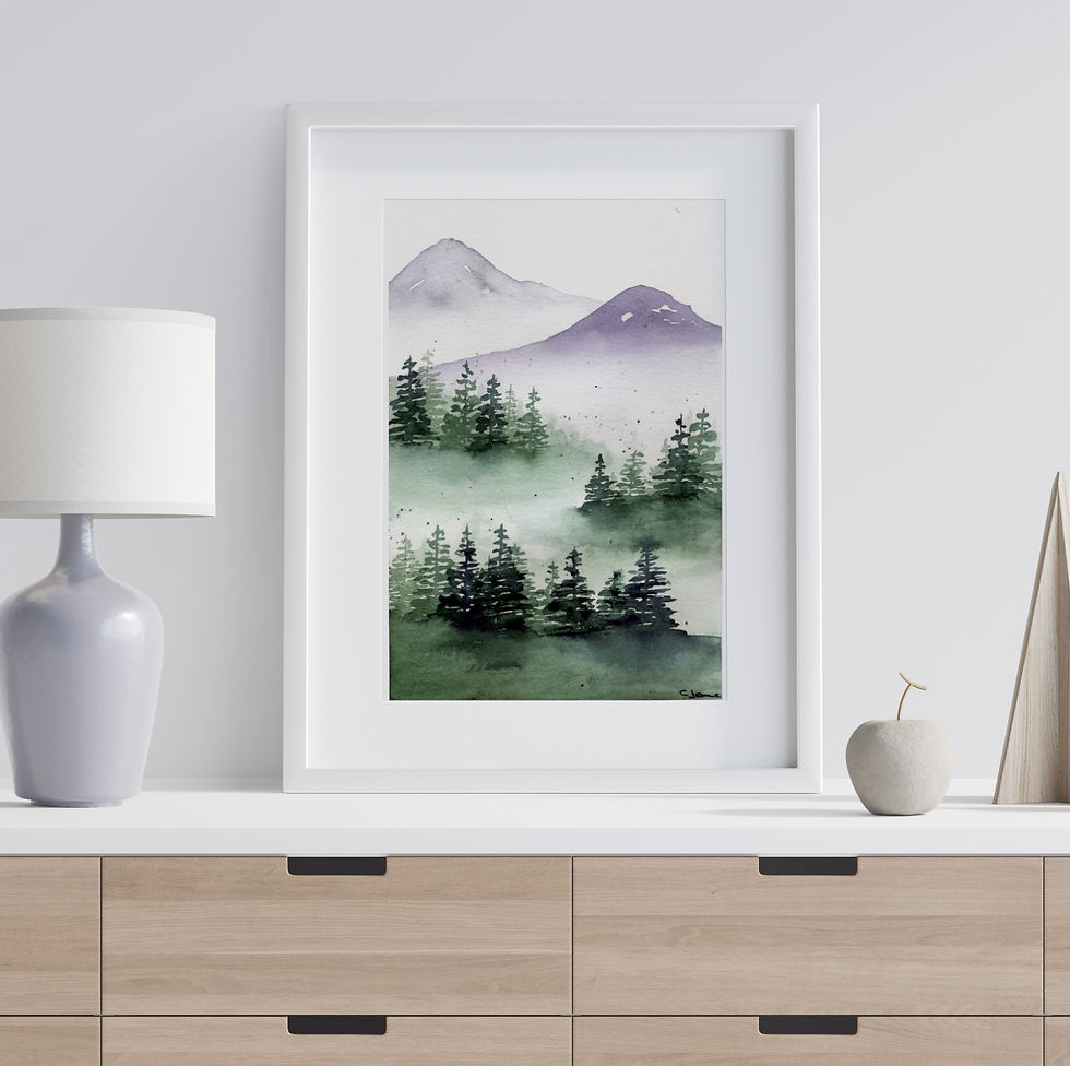 Kunstdruck mit handgemaltem Schwarzwaldmotiv im Bilderrahmen