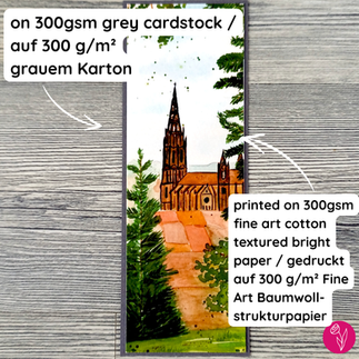 Handgemachtes Lesezeichen mit Freiburger Münster – Aquarell Illustration