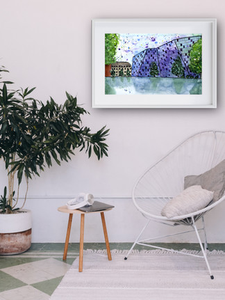 Reiseinspirierte Kunst aus Freiburg – verschiedene Freiburg Wahrzeichen als Aquarell