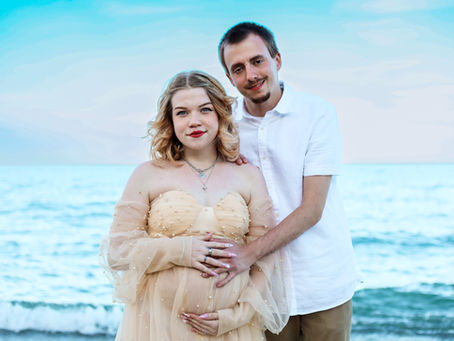 Sunset Maternity Session on the Shores of Lake Huron in Harrisville, MI