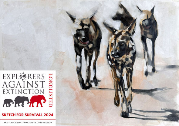 African wild dog wildlife art 