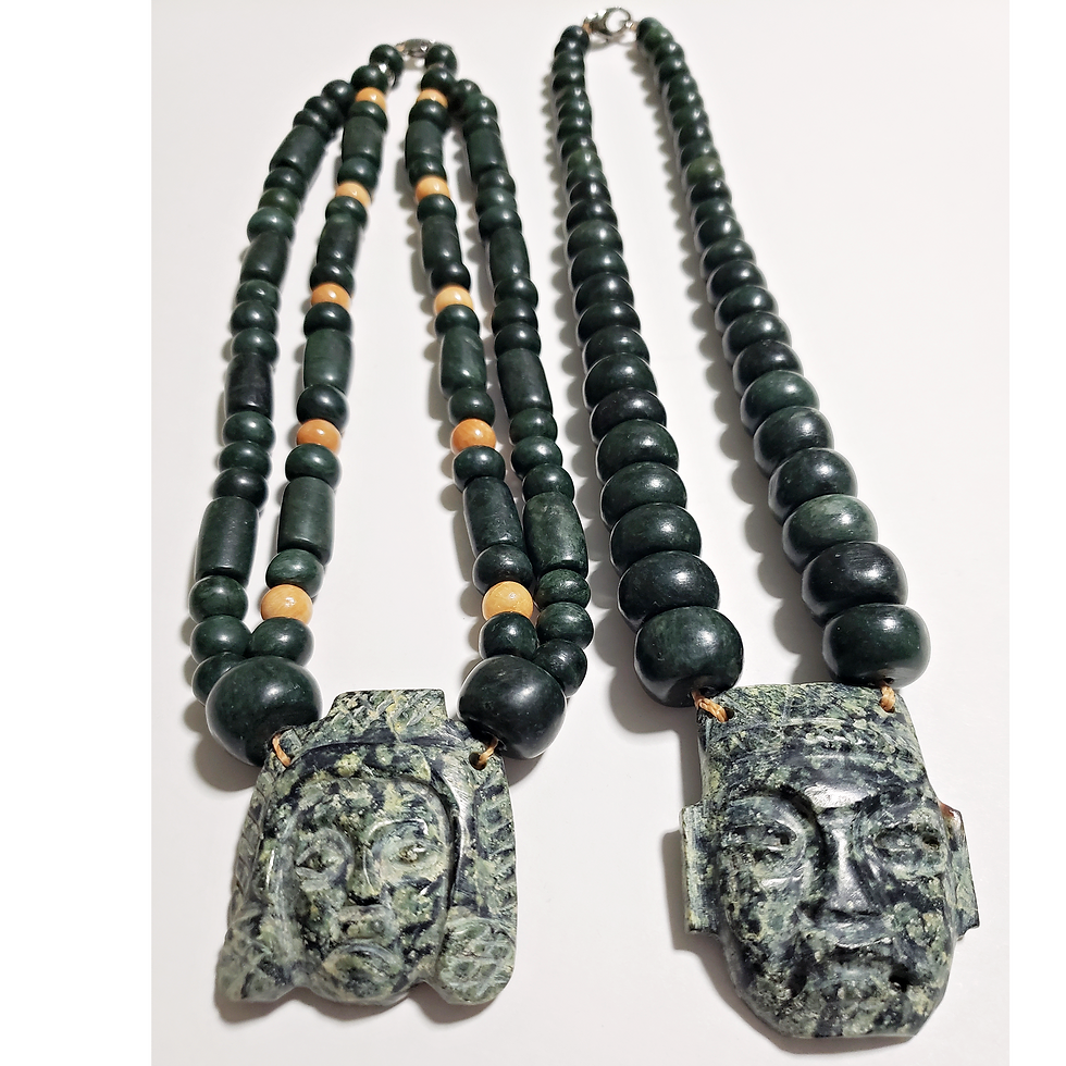 Thumbnail: Unisex Pre-Hispanic style necklace with a hand carved male head pendant