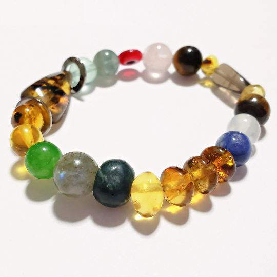 Thumbnail: JOURNEY! 10 Natural stones healing bracelet for woman.