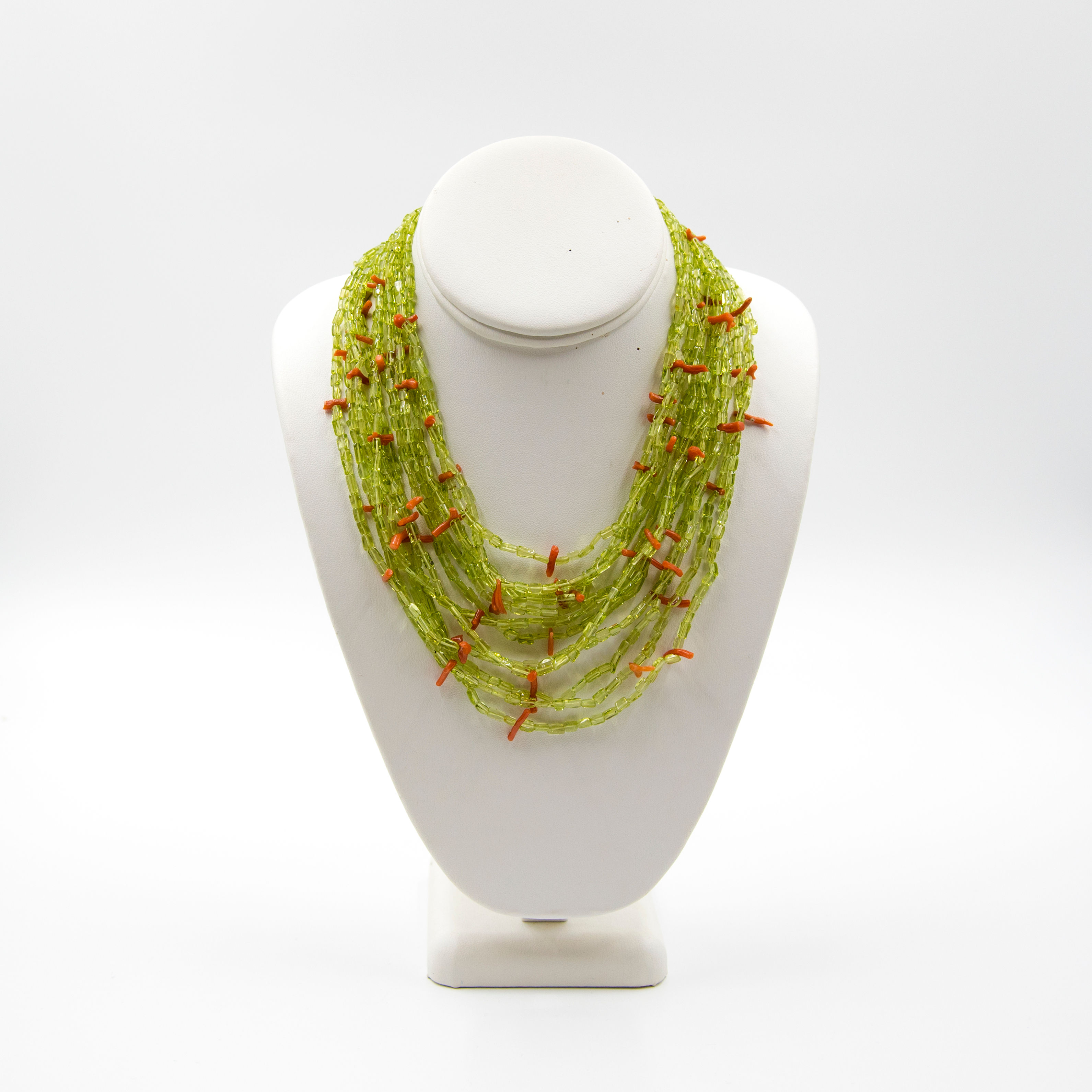 Summer Necklace in Peridot and Salmon Coral