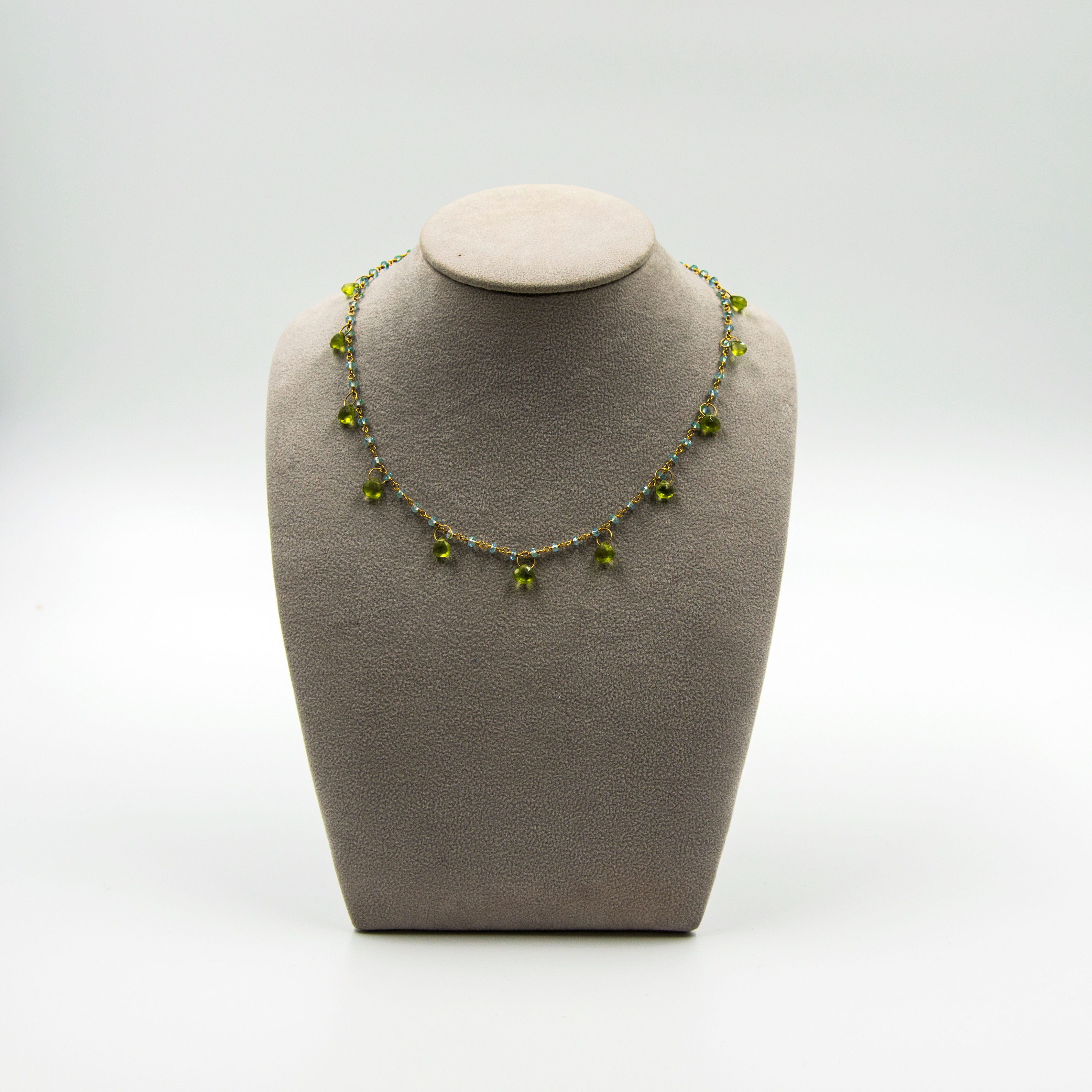 Mallory Marks 18/22 K Gold Aquamarine and Peridot Necklace