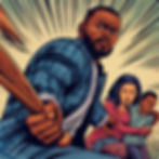 a man defending his family with a baseball bat