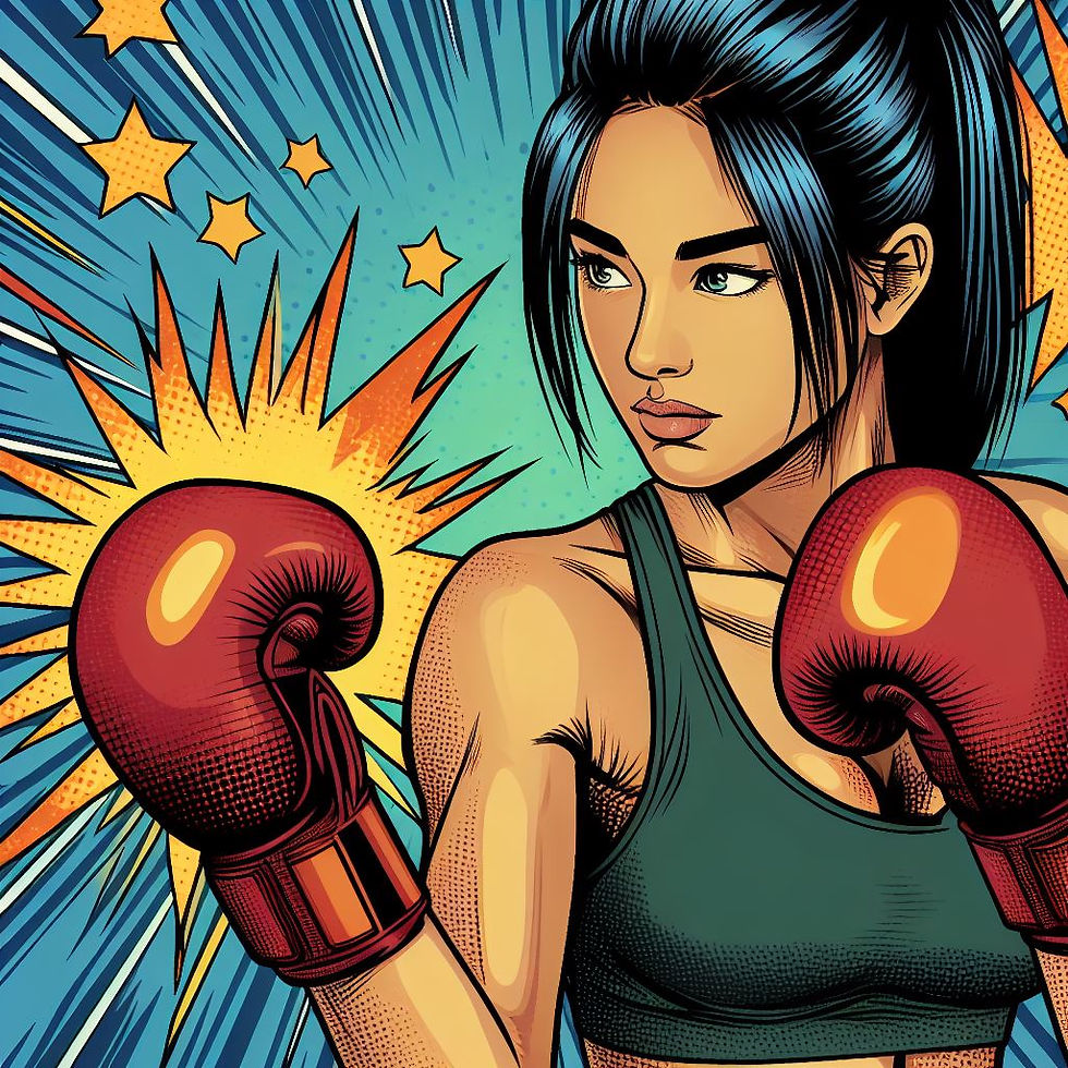 a woman with boxing gloves