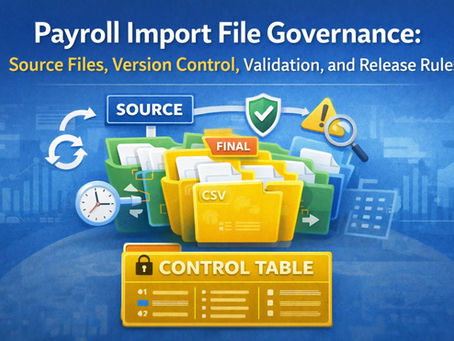 Folders labeled Source, Final, CSV; clock and magnifying glass icons; Control Table text on yellow, set against a blue background.