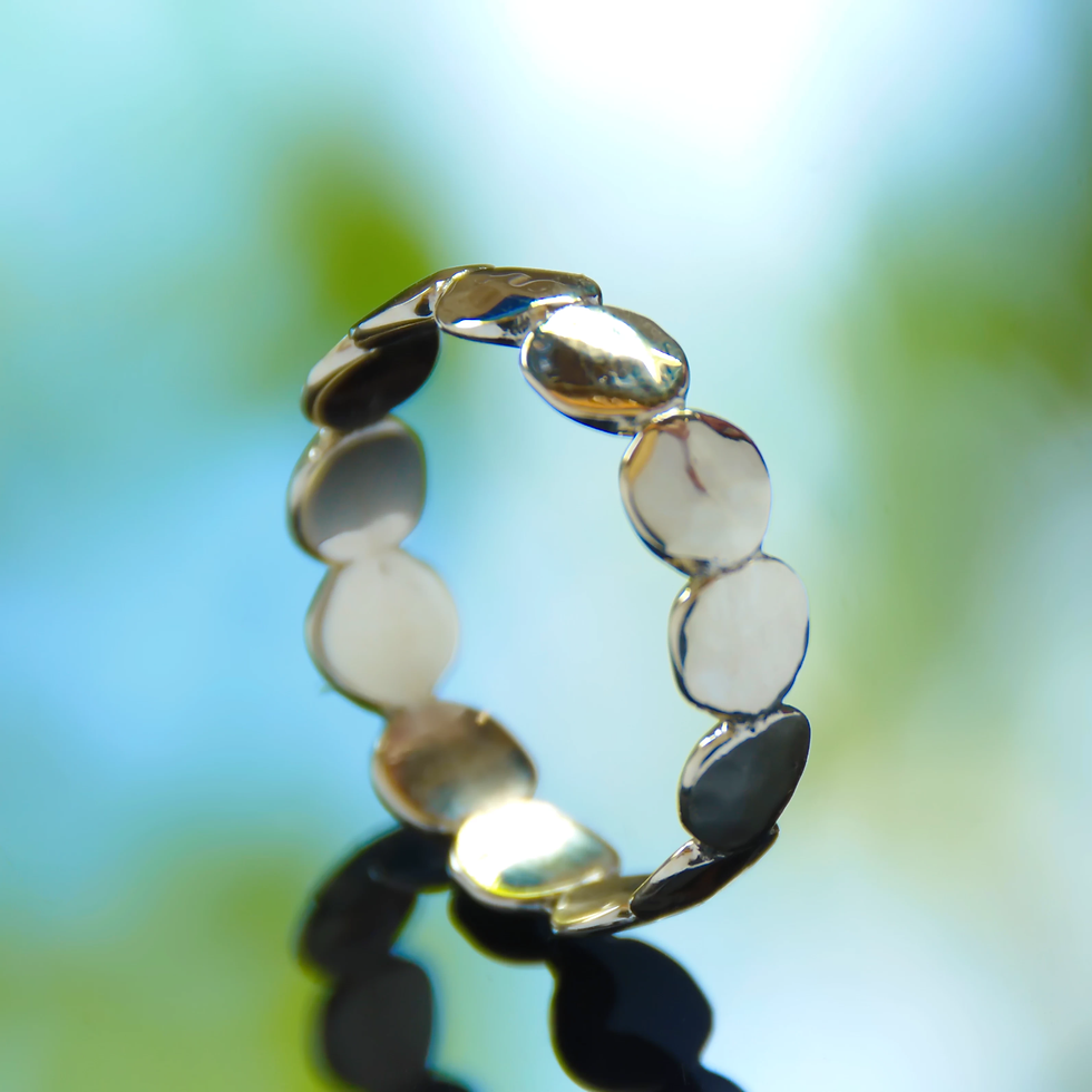 תמונה ממוזערת: טבעת זהב רחבה כדורים רקועים