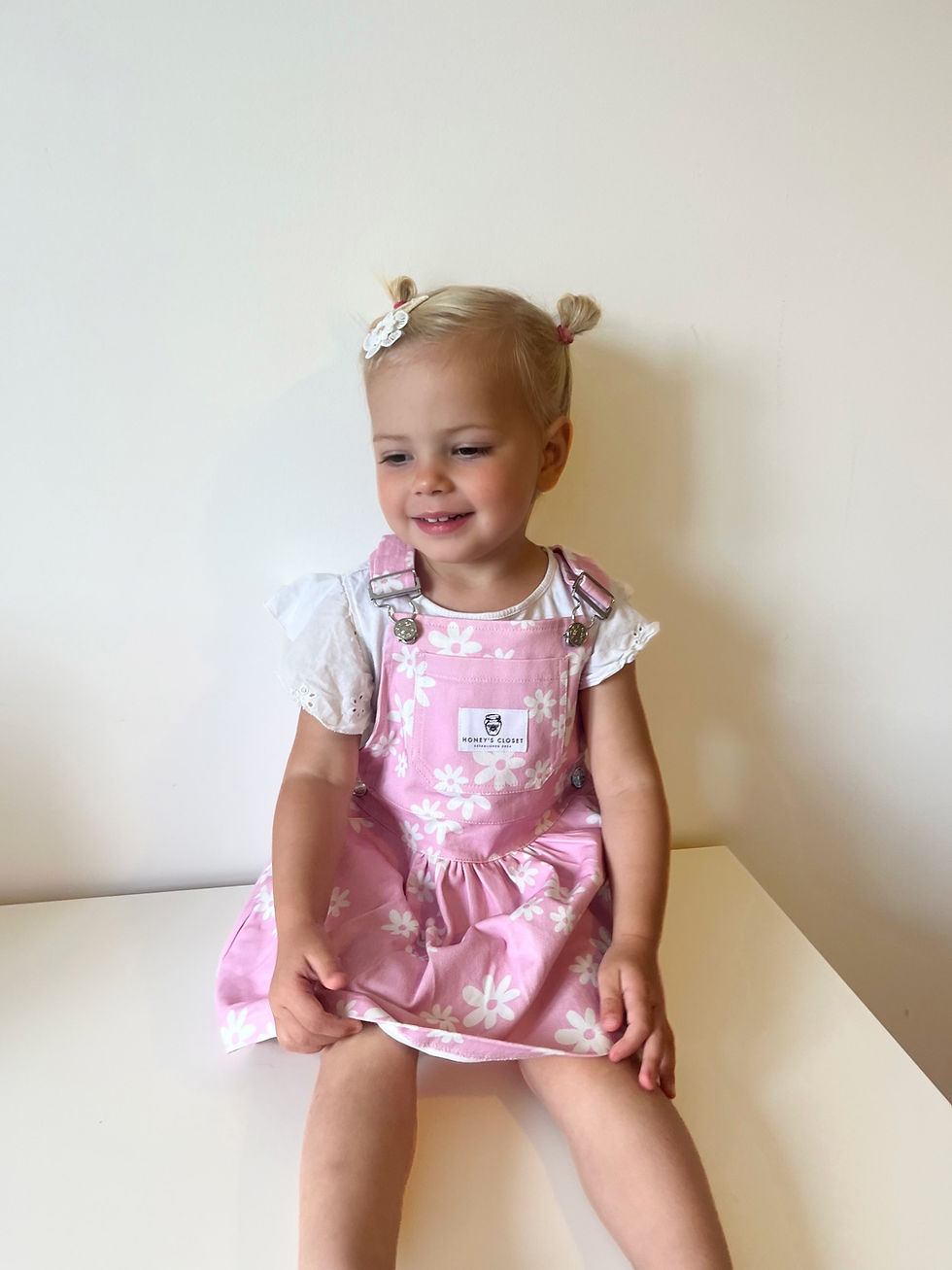 Thumbnail: Floral pink pinafore dungaree dress(no returns)