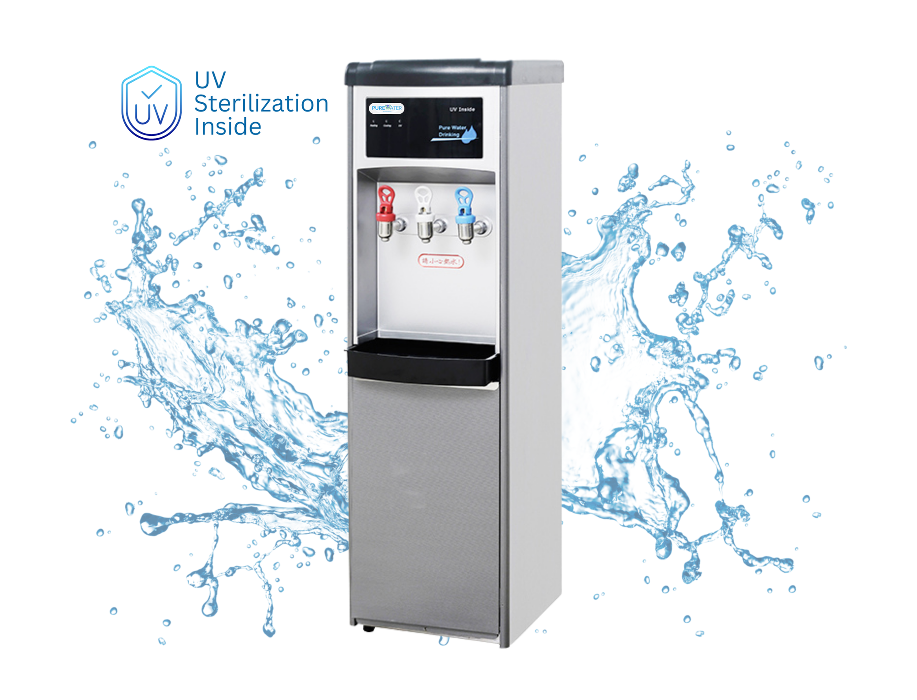 Pure Water Singapore digital water dispenser unit with blue display