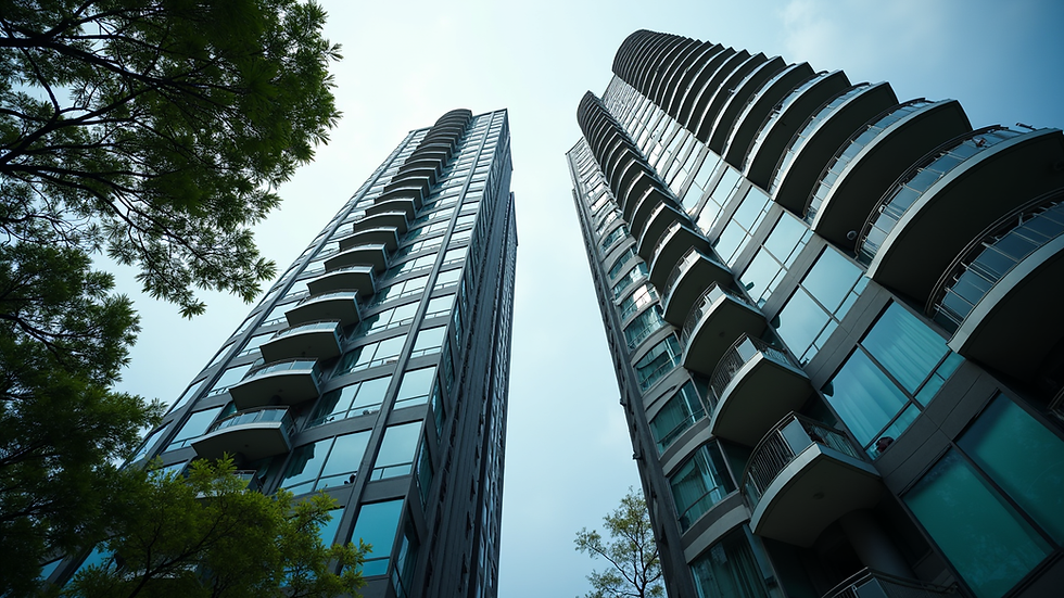 Eye-level view of a luxury condominium facade in Singapore