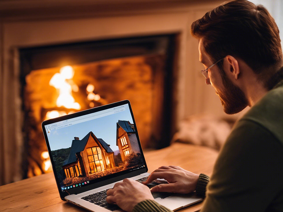 Property search in front of fireplace
