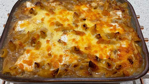 French Onion & Camembert Pasta Bake
