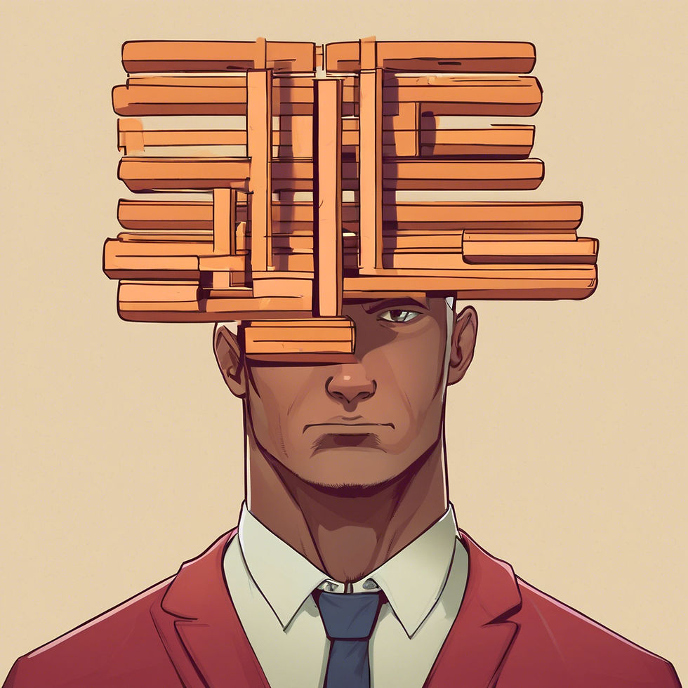 A man with a maze on his head