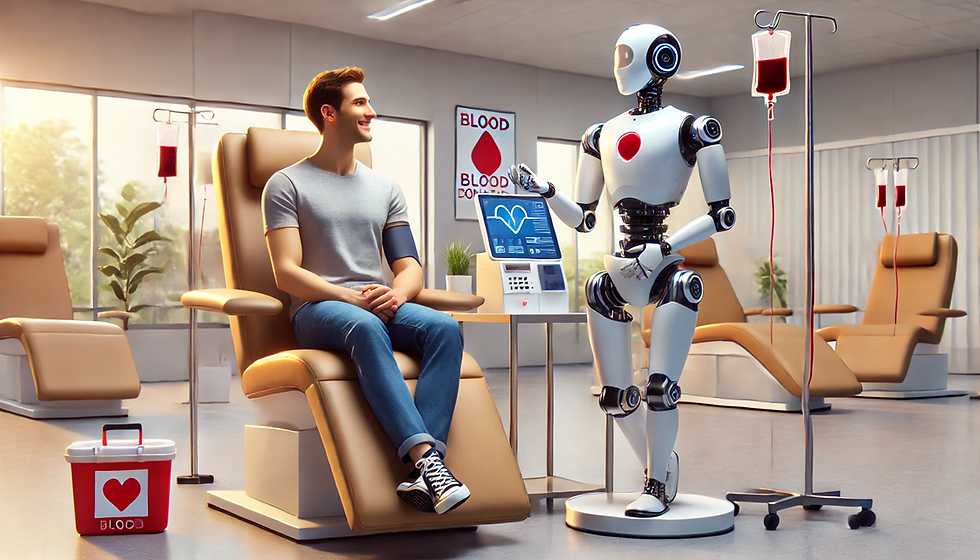 A robot working in a blood bank