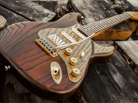 Paoletti electric guitar handmade in Italy from Chianti wine barrels