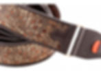 Close view of Right On Straps Alien Brown bass strap and guitar strap