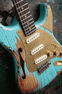 Alpha Lounge SSS handmade Paoletti electric guitar in blue