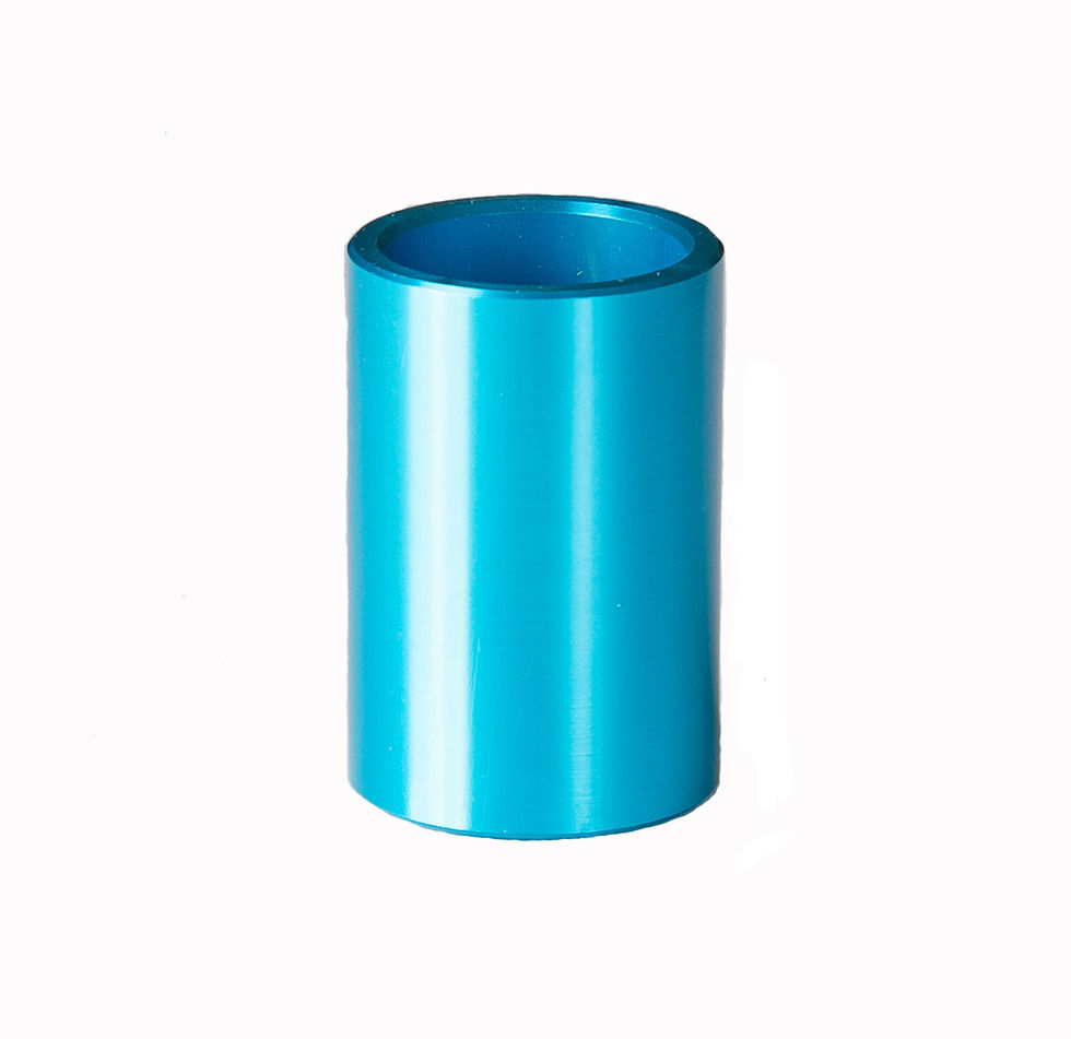Thumbnail: light blue aluminium coloured guitar slide upright view