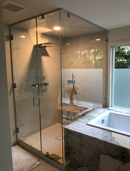 Custom floor to ceiling shower door corner enclosure