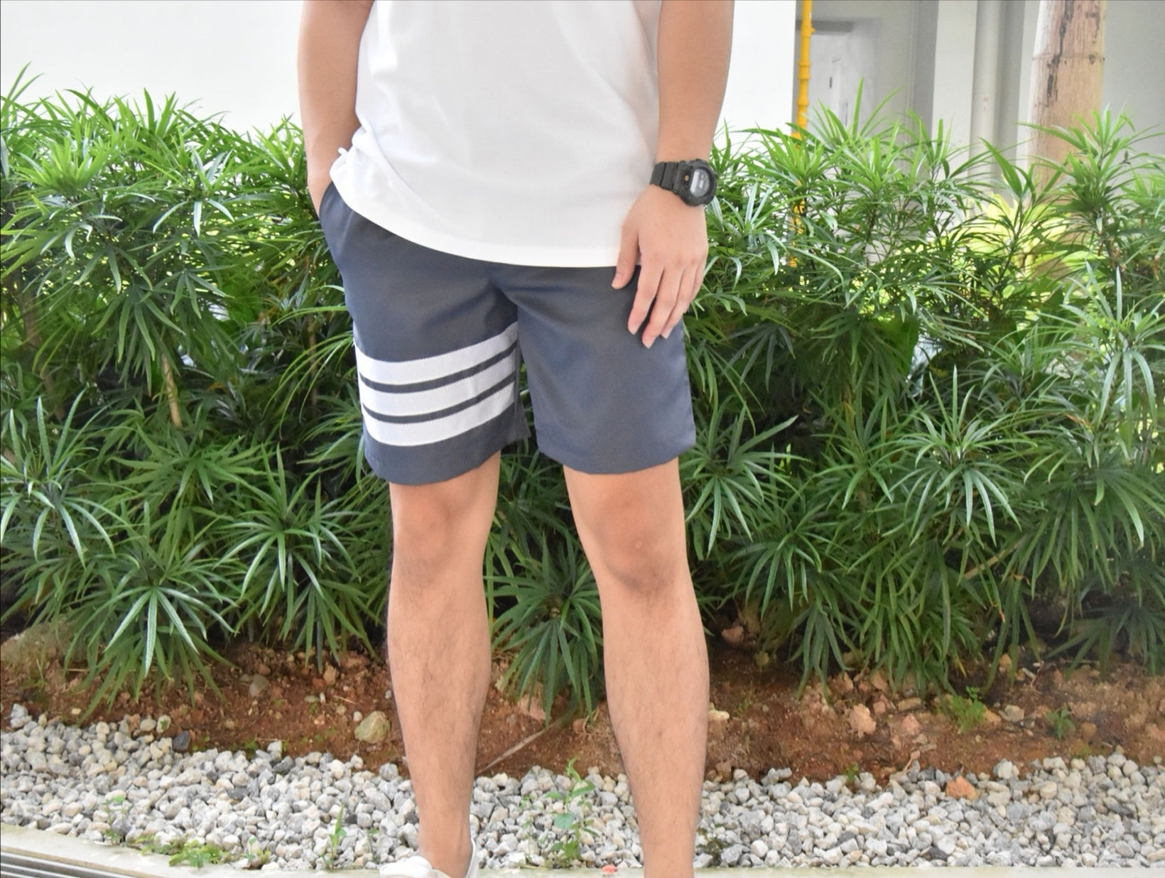 Grey Triple Stripe Shorts
