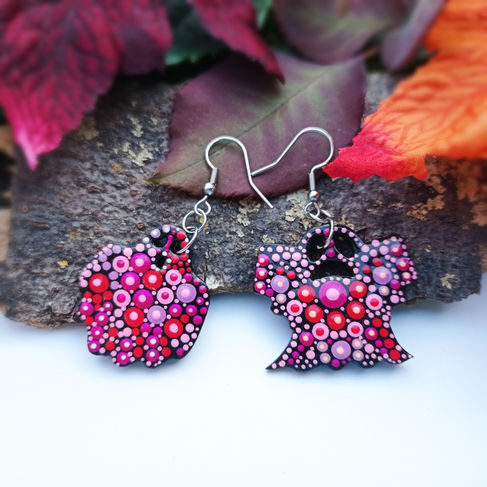 Scary Ghosts Unique Hand-painted Earrings