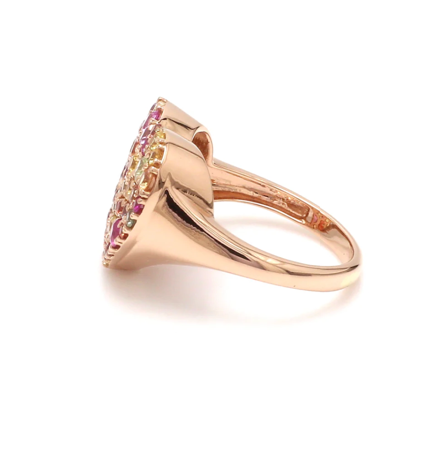 Thumbnail: Sapphire Pave Heart Signet Ring