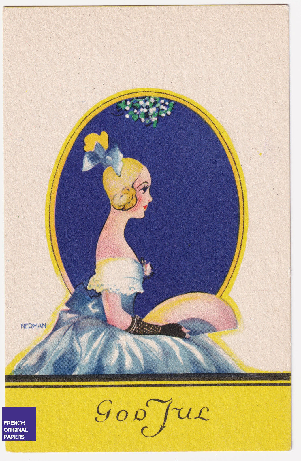 Einar Nerman - Joyeux Noël 1930s Suède Art Deco postcard Femme Mode bal dance