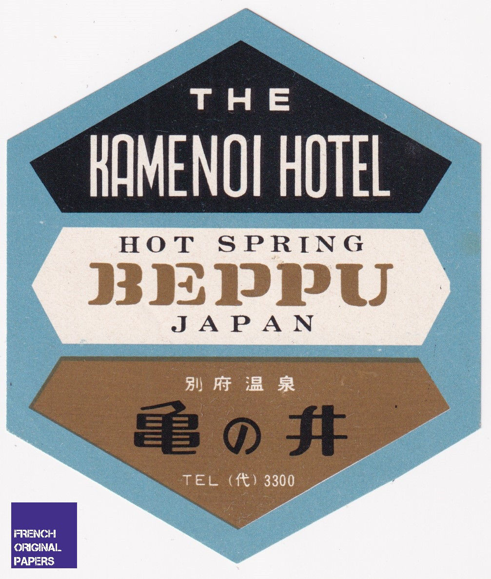 The Hamenoi Hotel Beppu -Vintage Luggage Label 1950 Japon Japan étiquette bagage