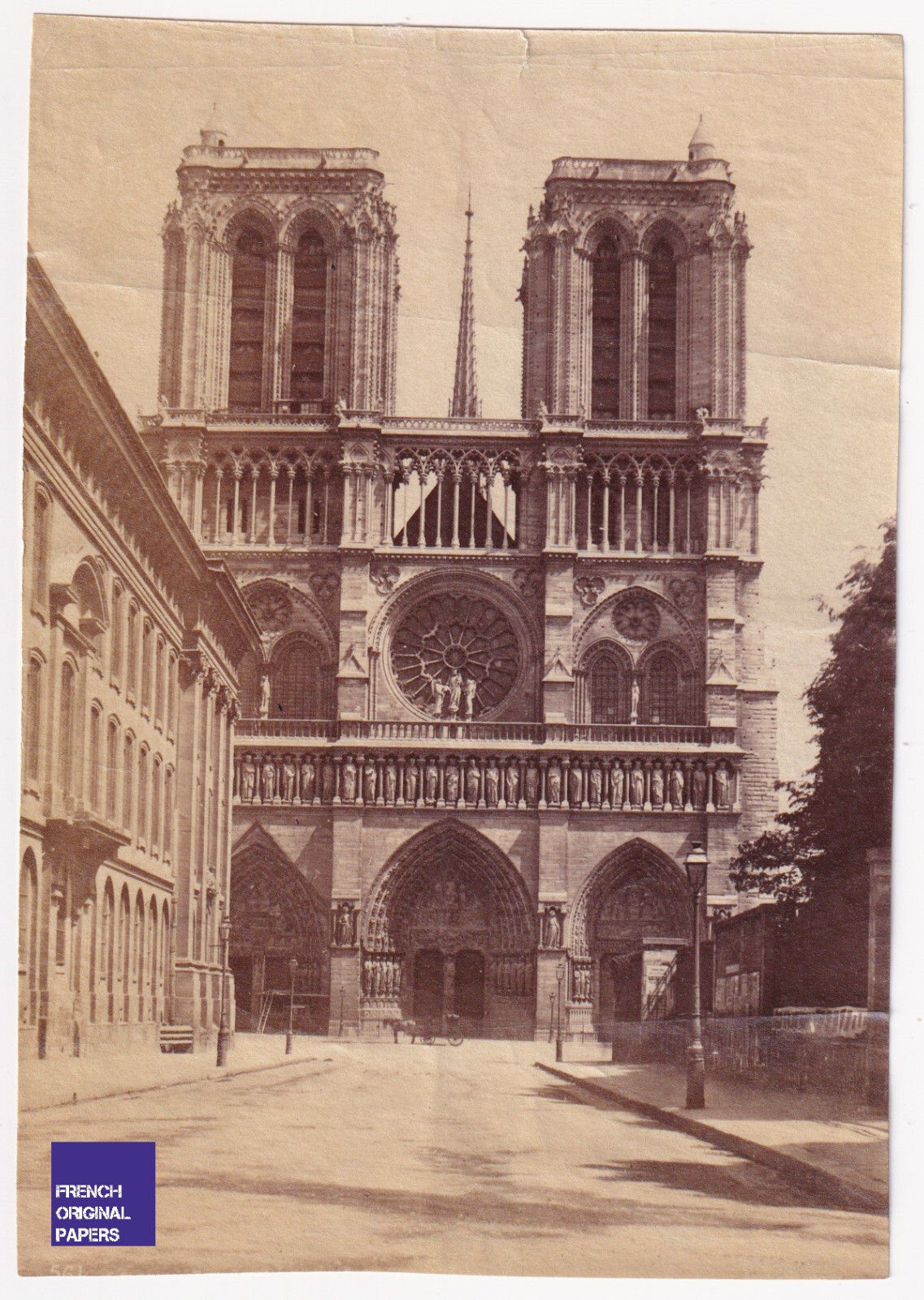 Cathédrale Notre-Dame de Paris - Photo albuminée 1880s Photographie Cathedral
