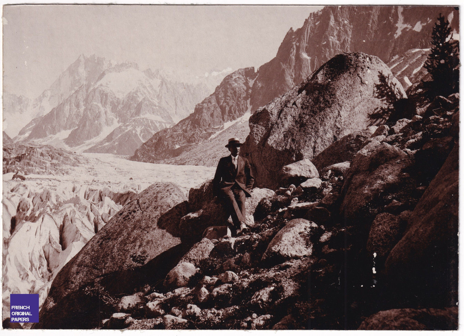 Montenvers Mer de glace 1935 -PHOTO 16x11CM Chamonix Mont-Blanc glacier Alpes