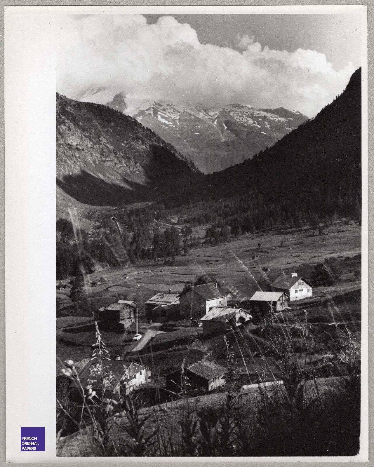 Hameau de Vallorcine - GRANDE Photo 1960s Alpes Poya Lay Coutteray près Chamonix