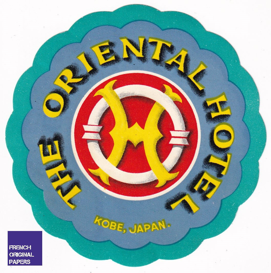 The Oriental Hotel Kobe -Vintage Luggage Label 1950 Japon Japan étiquette bagage