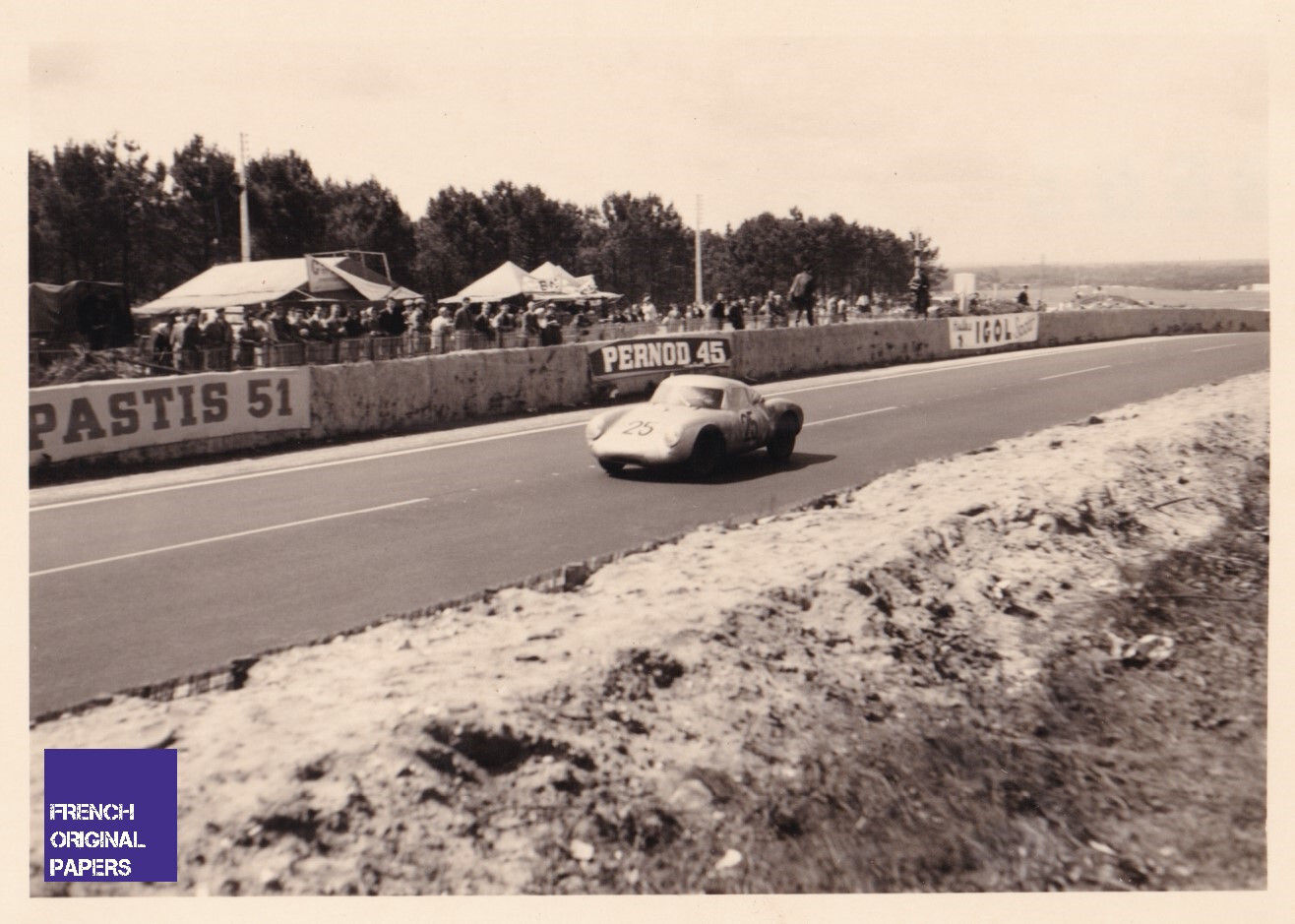 Porsche 550A n°25 24H du Mans 1956 course automobile voiture photo Foto vintage